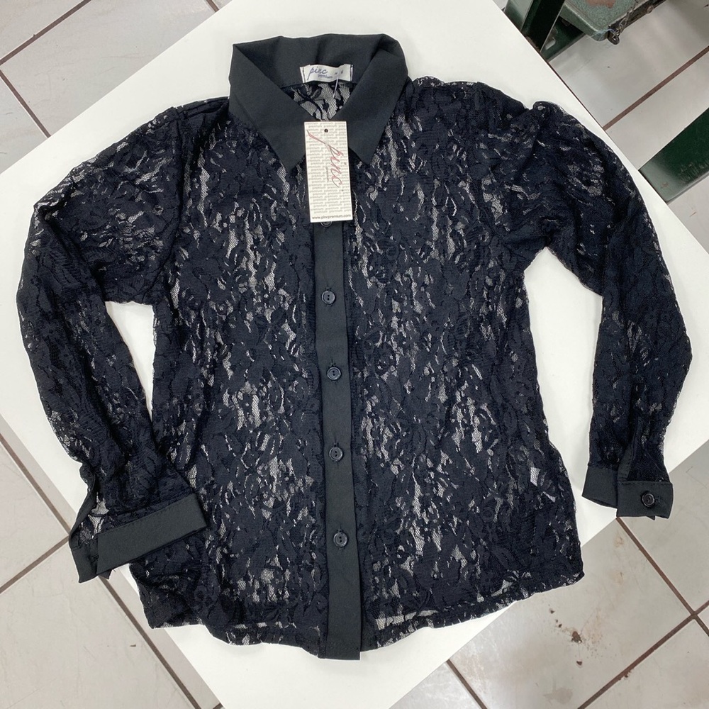 Girls Black lace button down Pinc Brand